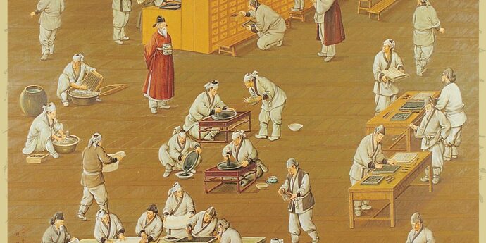 Das Bild einer historischen Schriftgießerei in Korea