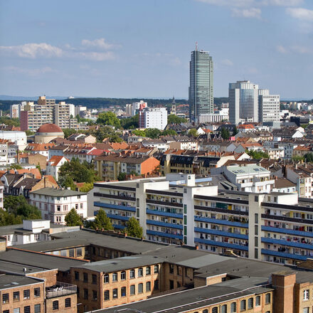 Das Panorama der Stadt Offenbach.
