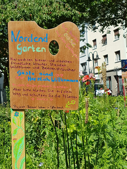 Schild am Nordendgarten