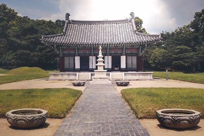 Das Foto zeigt einen buddhistischen Tempel in Cheongju, Südkorea.