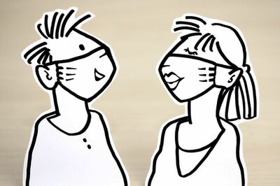 Grafik Mann und Frau mit Gesichtsmasken