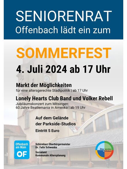 Plakat zur Bewerbung des Sommerfestes des Seniorenrats am 4. Juli.